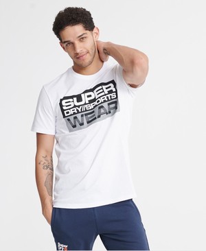 Superdry Streetsport Graphic Férfi Pólók Fehér | RXWVP7103